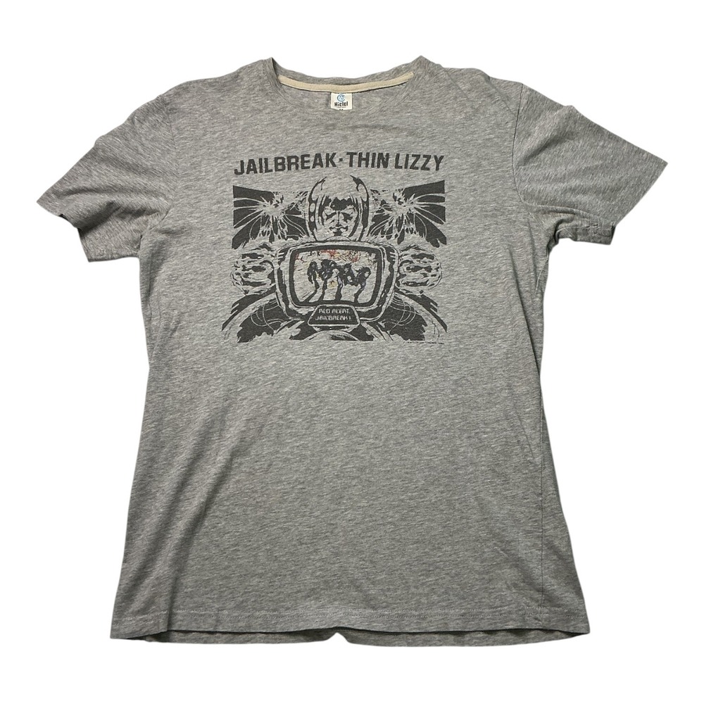 Thin Lizzy Jailbreak Graphic T-Shirt Gray Heather Band Tee Women Medium